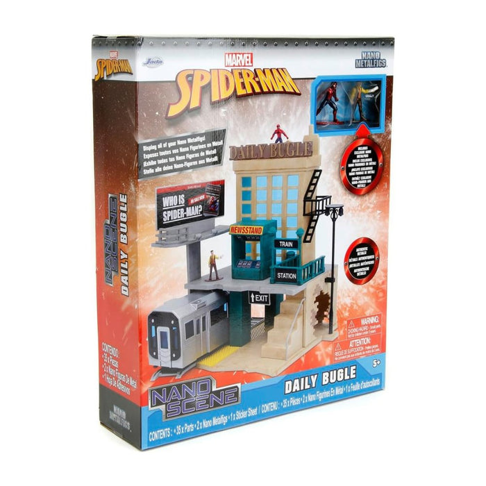 Nano escenario Spiderman NYC & Daily Bugle con 2 Nanofiguras Metálicas de Luxe, Licencia Oficial Marvel (Jada) Jada - Shuaaay (4006333083327)